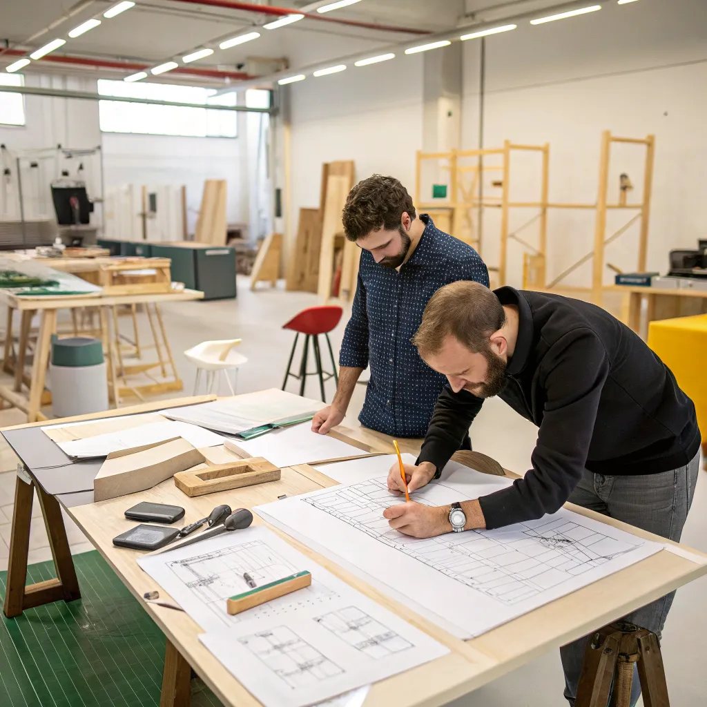 Our team at BELVORIUM designing furniture