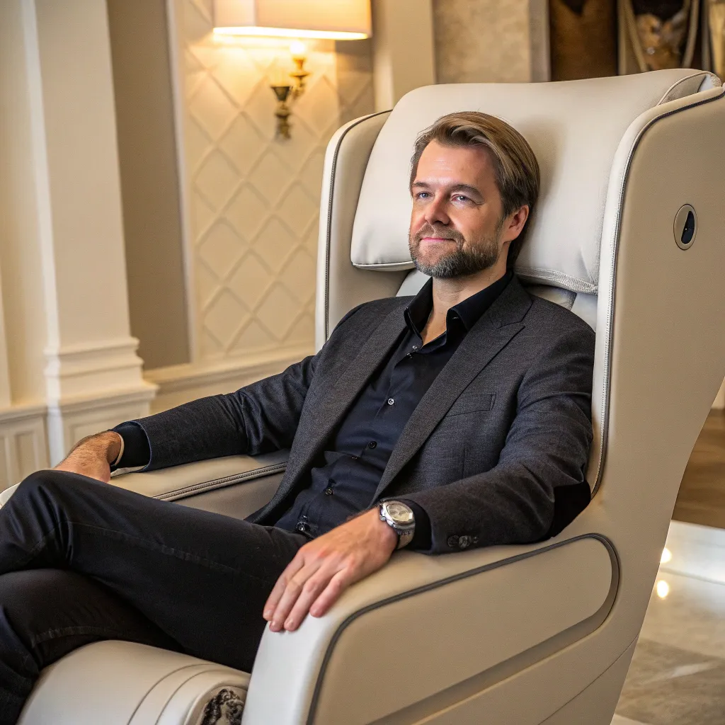 James Carter with his BELVORIUM chair